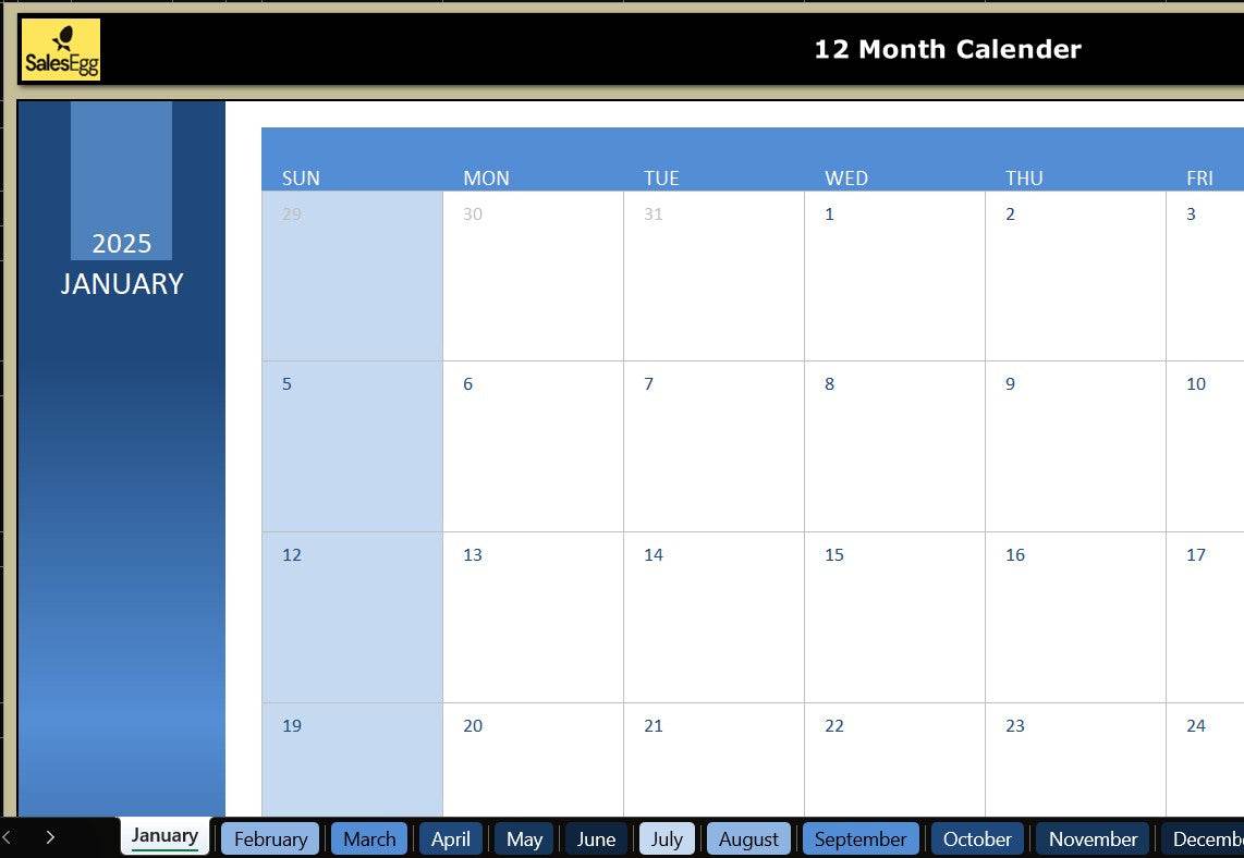 YearMate: Full-Year Editable Calendar Template
