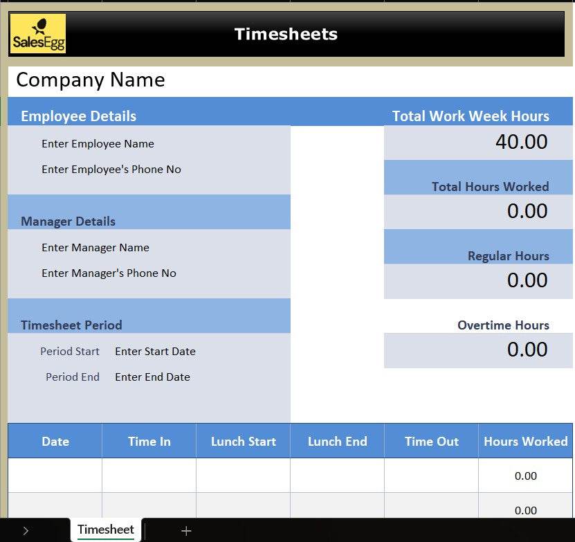 Blue Timesheet