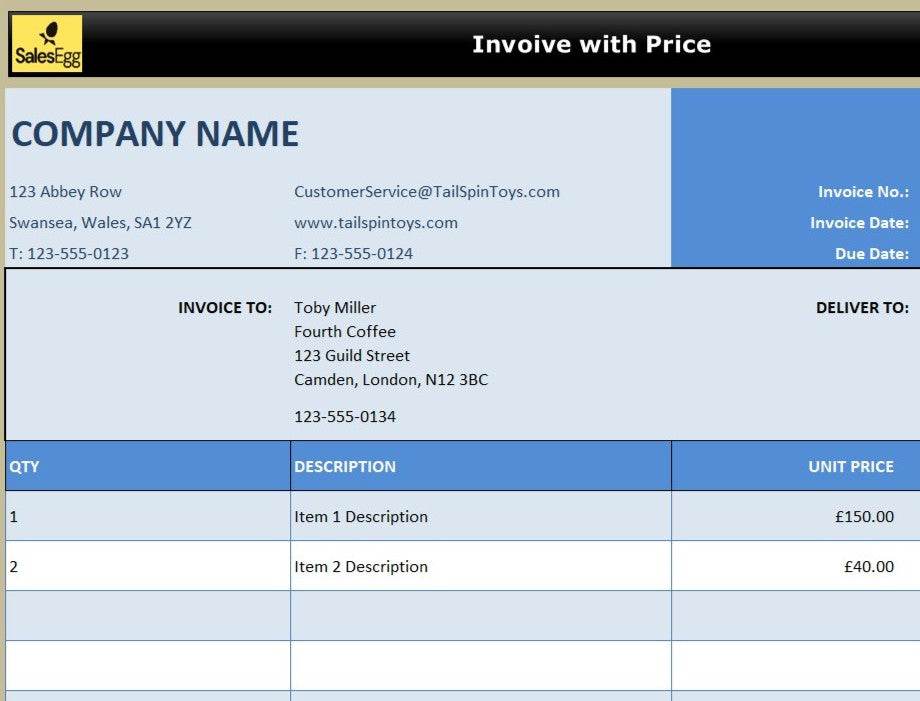 Basic Invoice With Unit Price