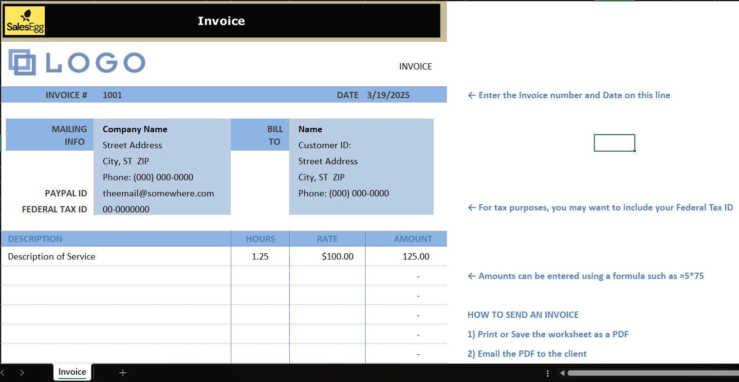 Simple invoice with hourly rate