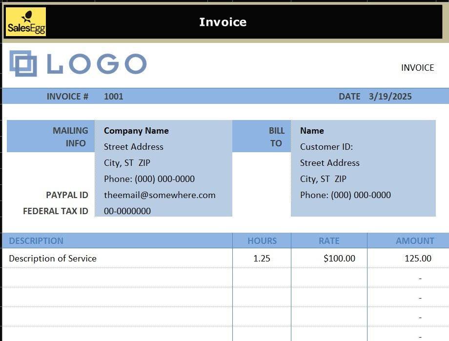 Simple invoice with hourly rate
