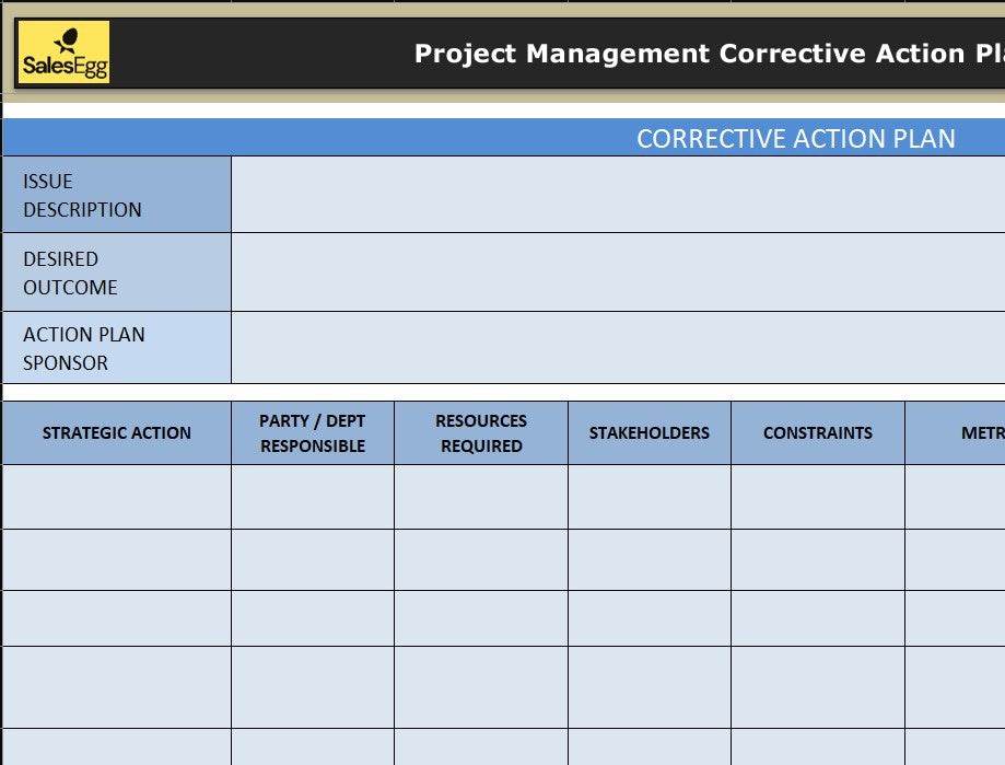Project-Fix: Corrective Action Plan Template