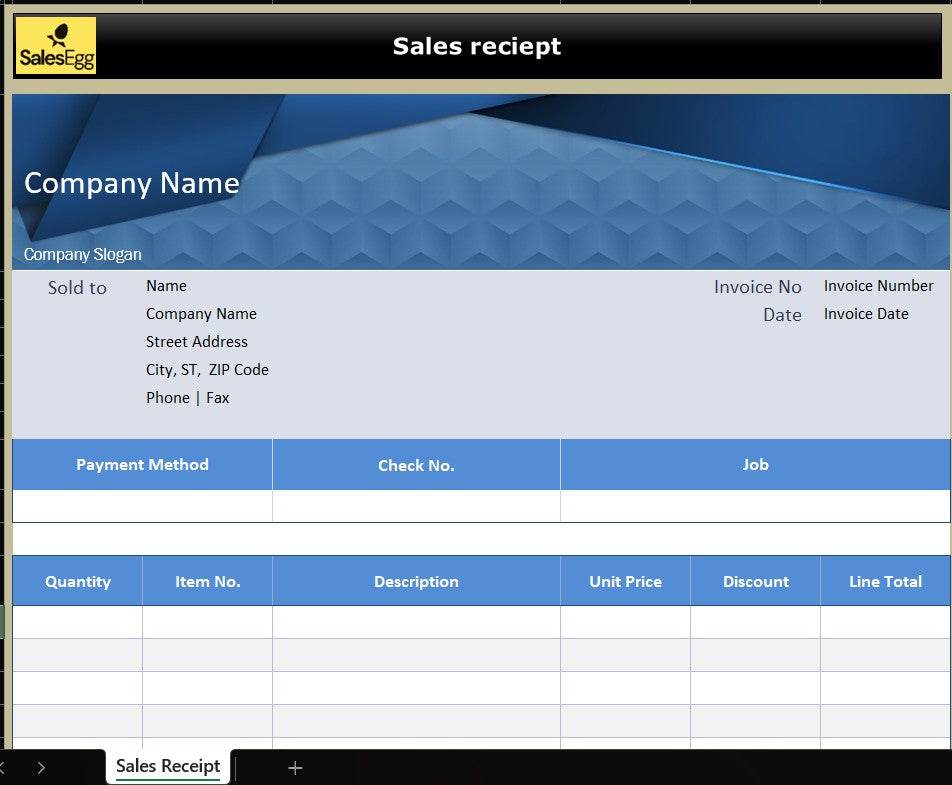 Blue Sales Receipt