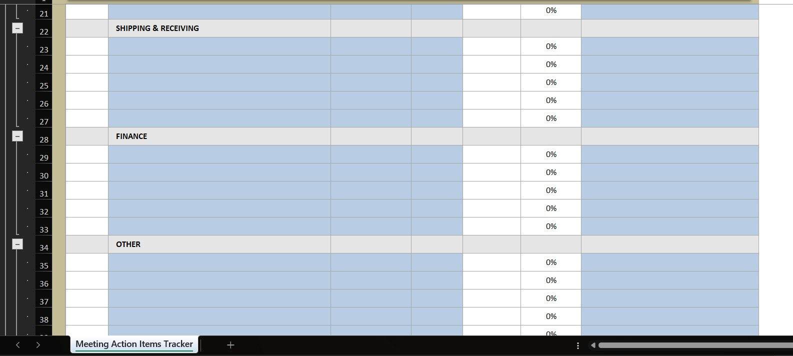 Meeting Action Items Tracker Excel Template