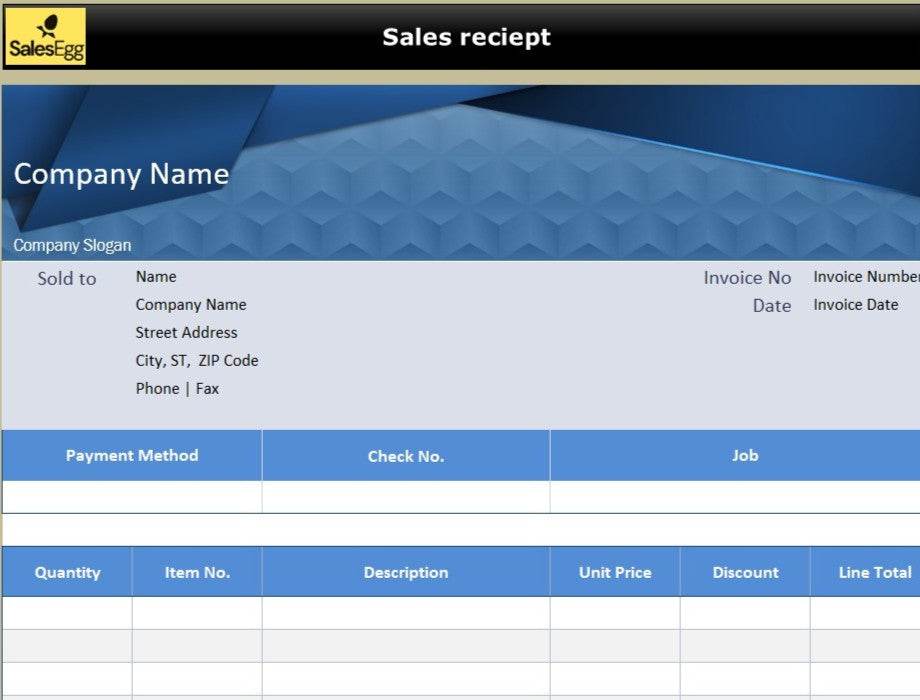 Blue Sales Receipt