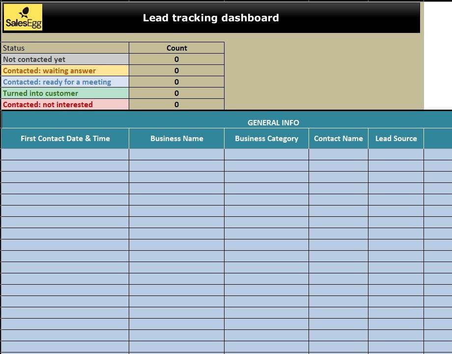 Lead Tracking Dashboard Excel Template