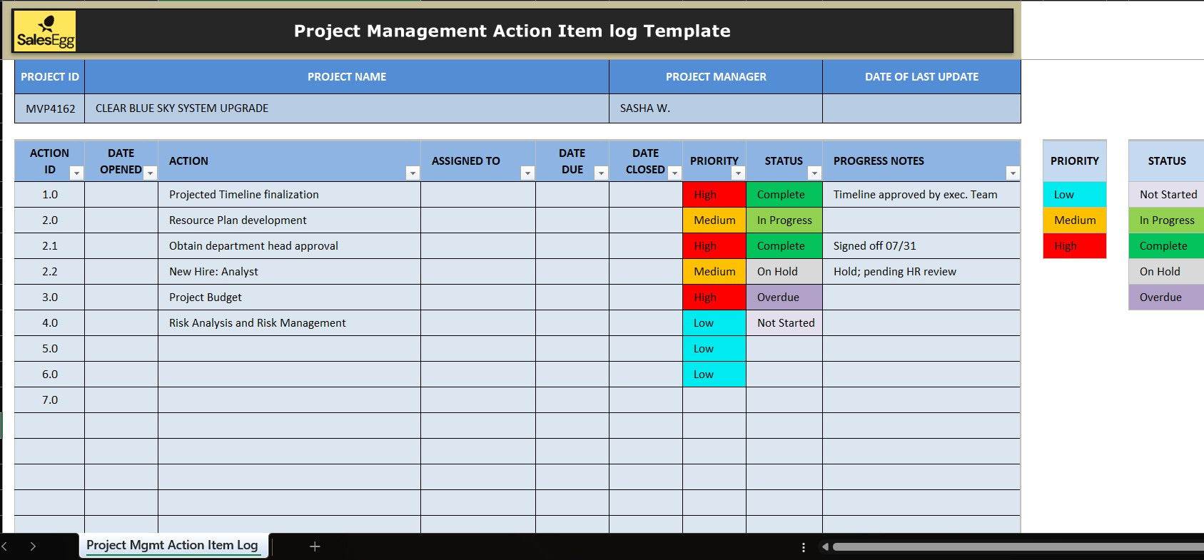 Action-Track Pro: Project Management Log Template
