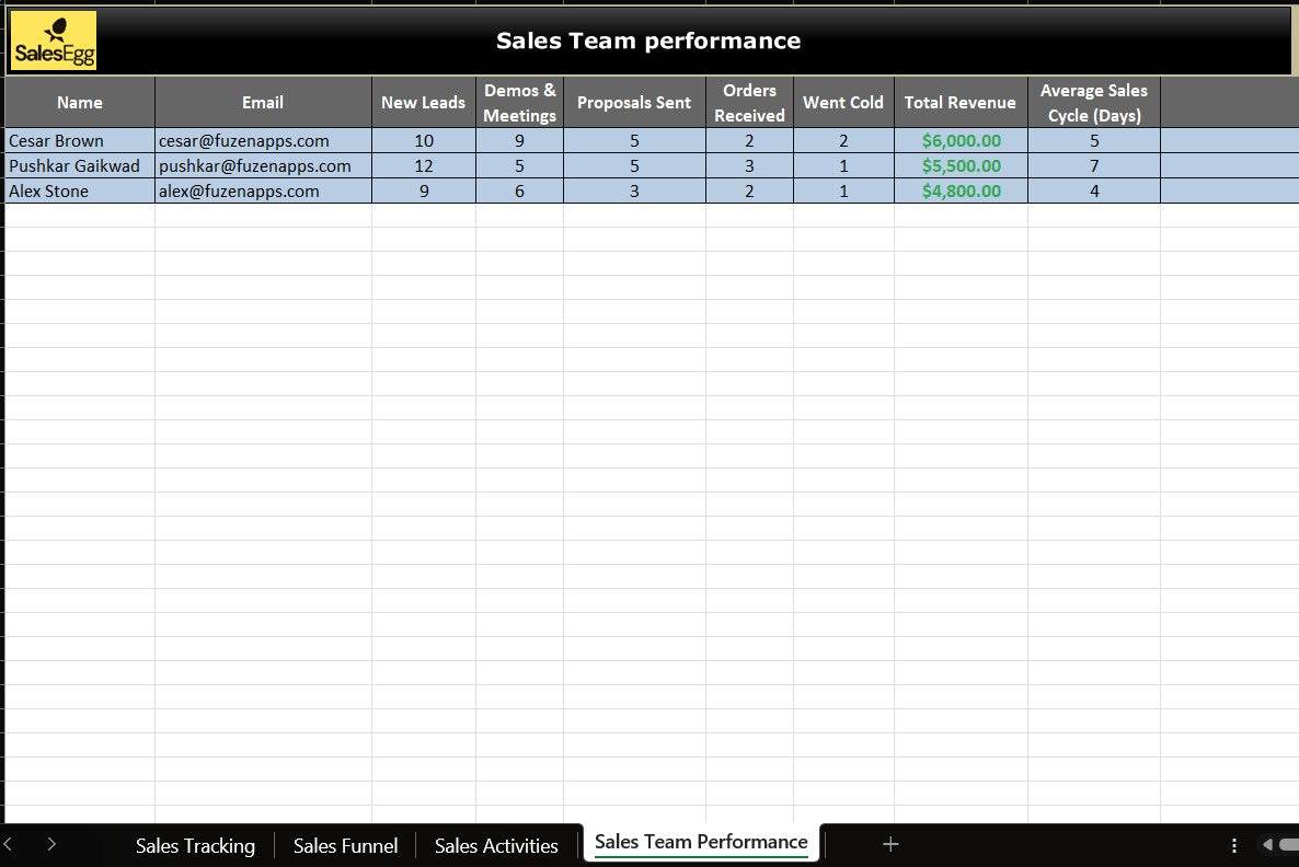 Sales Team Performance Pipeline Tracker