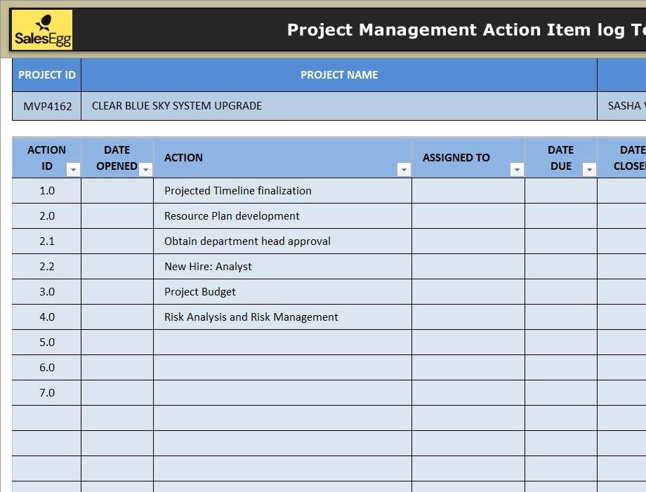 Action-Track Pro: Project Management Log Template