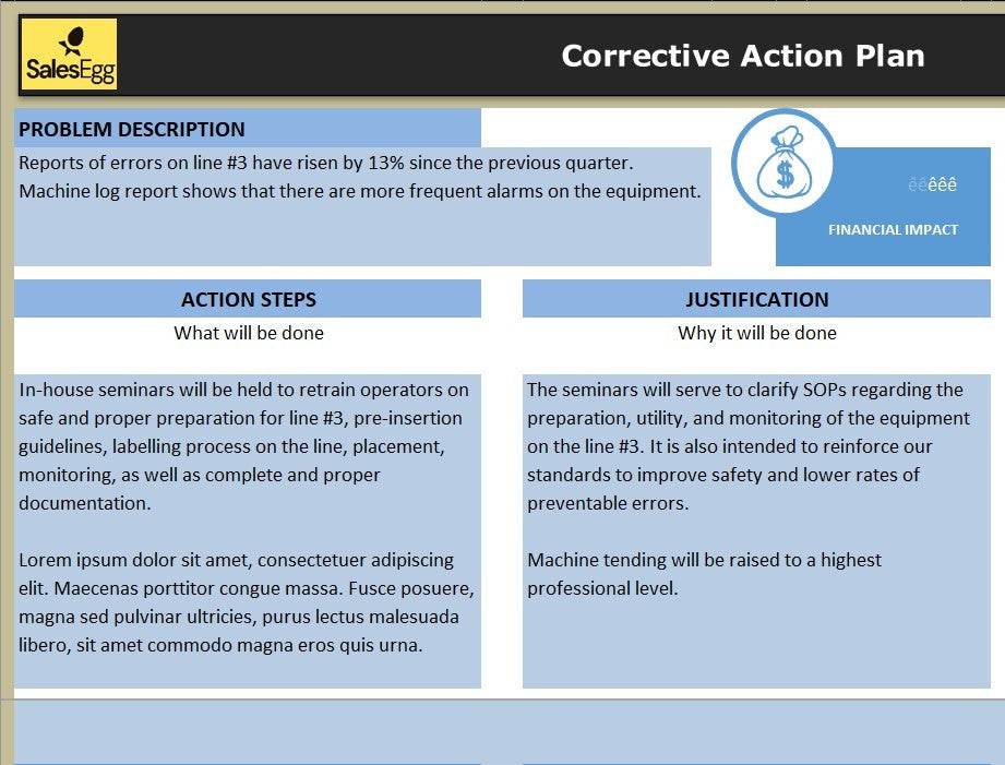 Corrective Action Plan Excel Template