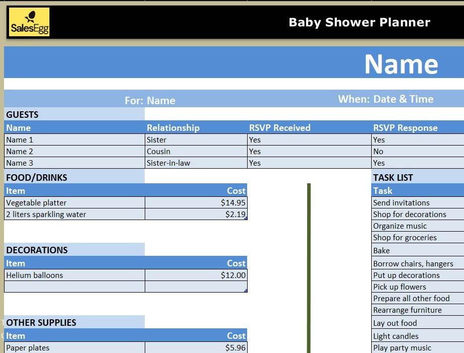 BlissNest: Baby Shower Planner Template