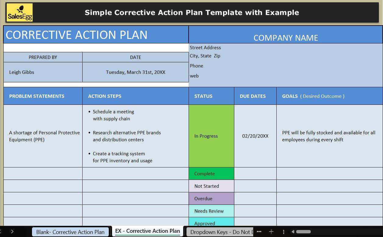FixFrame: Simple Corrective Action Plan Template