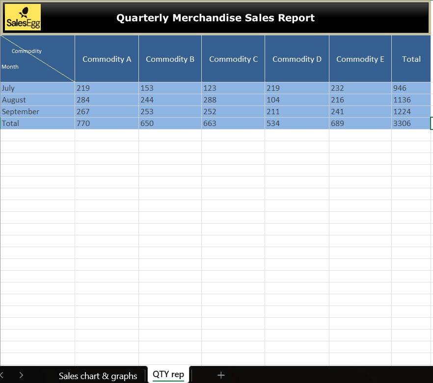 Quarterly Merchandise Sales Report