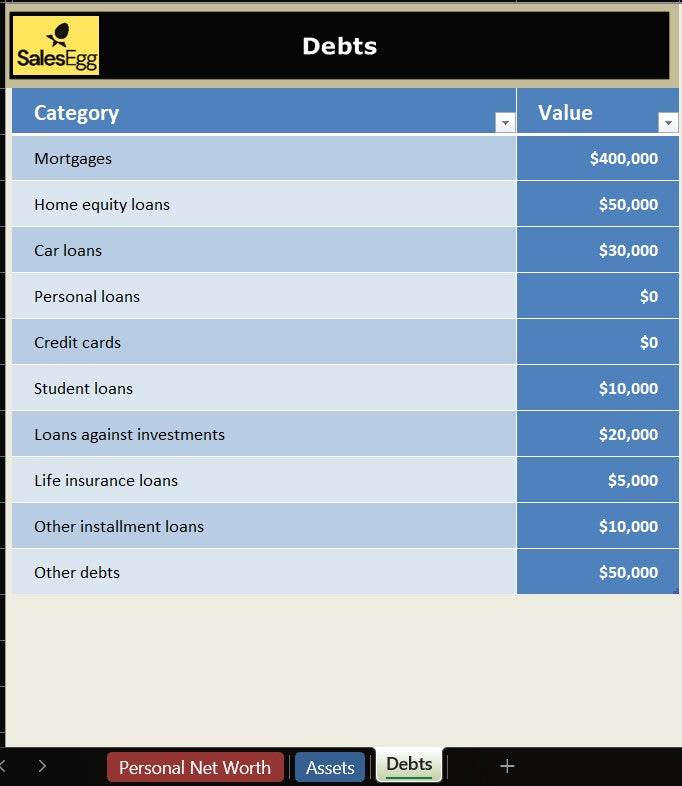 Personal Net Worth Calculator
