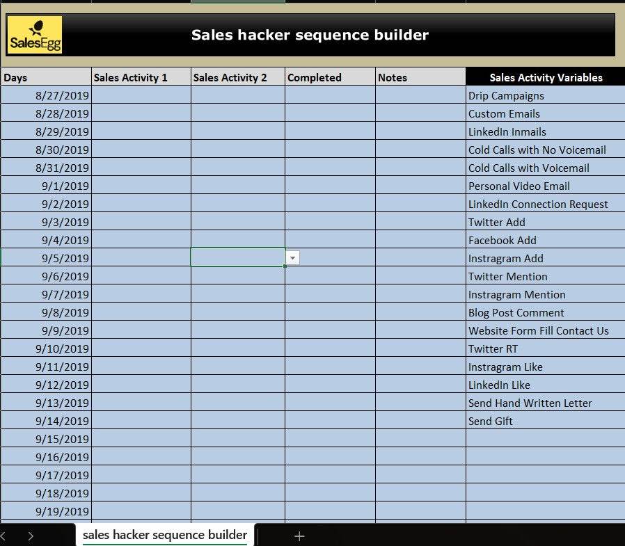 Sales Sequence Builder Excel Template
