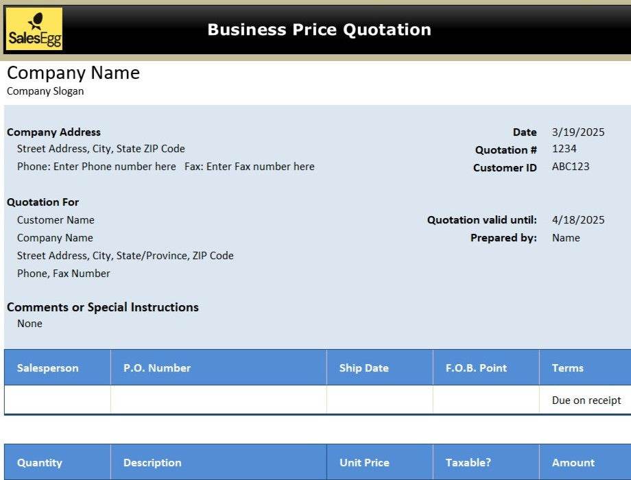 Business Price Quotation