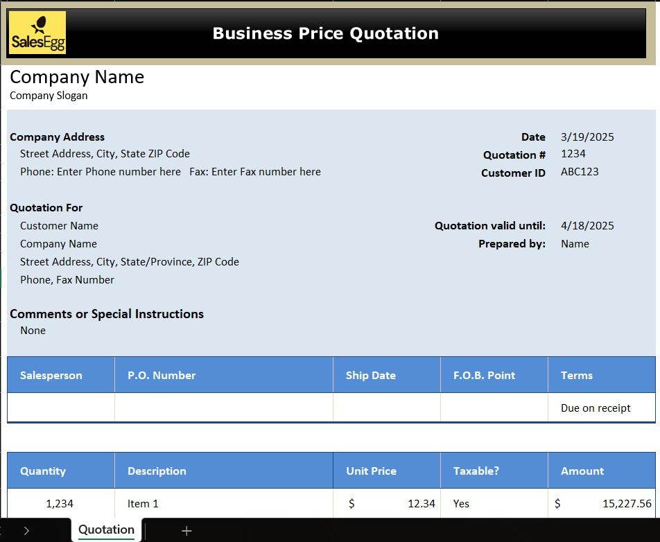 Business Price Quotation